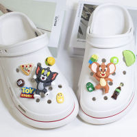 การ์ตูนน่ารัก Jibbitz Crocs เสน่ห์รองเท้าหัวเข็มขัด3D แมวและหนูรองเท้าที่ถอดออกได้ DIY Tom Jerry ดอกไม้ตกแต่งรองเท้าสำหรับตุ๊กตาสำหรับ Crocs