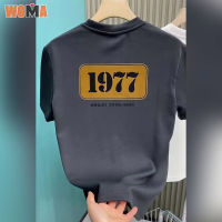 WOMA เสื้อยืดท็อปแบบตัวสั้นสำหรับผู้ชายพิมพ์ลายดิจิตอล1977,เสื้อแขนสั้นพิมพ์ลายผู้ชายแขนสั้นอินเทรนด์