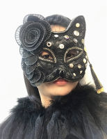 ? Black Fox Cat Girl Face Halloween Retro Style Ball Decoration Handmade Party Gathering Mask Live Mask