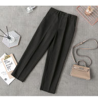 2021Chic Woolen Pants Woman Elegant Elastic Waisted Black Harem Pant Female Business High Waist Blazer Trousers Autumn Winter Bottom