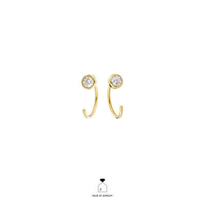 Haus of Jewelry - SELENE DISC EARRINGS ต่างหู เงินแท้ ประดับเพชรคิวบิกเซอร์โคเนีย (Cubic Zirconia)