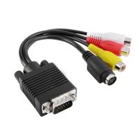 VGA 15 Pin Male To 3RCA TV S Video AV Output Converter Adapter Cable M/F Connector For PC Computer Laptop 20cm