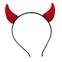 blg Adult Children Kids Demon Red Ox Horn Hair Hoop Cloth Wrapped Elastic Headband H 【JULY】