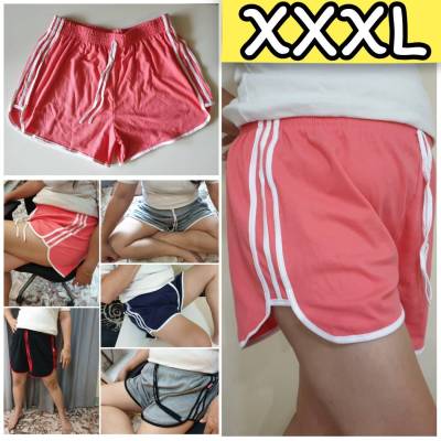 👉 กางเกงขาสั้น XXXL ทรงสปอร์ต 3 แถบ สายฝอ สำหรับคนอ้วน สไตล์เกาหลี 👉