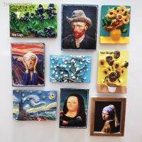 ✗☎◑ 3D Refrigerator Magnets Sticker Resin Van Gogh Scream Mona Lisa Home Decoration Resin Craft Souvenir