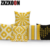 decorative throw pillows case black yellow geometric stripe wave letter sofa home pillow cover decorative for living room