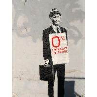 Banksy 0% ความสนใจในคนภาพโปสเตอร์สแกนดิเนเวียผ้าใบวาดภาพตลกและศิลปะบนผนังสำหรับห้องนั่งเล่นของขวัญตกแต่ง