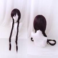 【ร้อน】 Danganronpa Touko Fukawa Toko สีม่วงเข้ม Braids วิกผมเครื่องแต่งกายคอสเพลย์ Dangan Ronpa ทนความร้อนสังเคราะห์ผมหมวกวิกผม