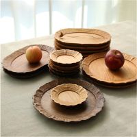 Wooden Fruit Dishes Saucer Tea Coffee Dessert Dinner Tray Plates Storage