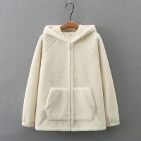 Big Size XL-4XL Womens Solid Color Black Beige Winter Coats Oversized Hooded Zip Up Female Outerwear with Big Pockets