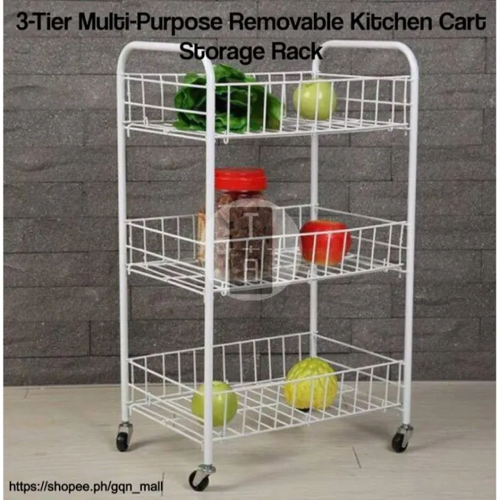 GQN 3Tier MultiPurpose Removable Kitchen Cart Storage Rack Lazada PH