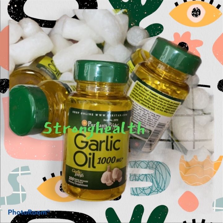 ตรงปก ของแท้ นำเข้า ราคาพิเศษ>> Puritan’s Pride Garlic Oil 1000 mg 100 softgels สารสกัดจากน้ำมันกระเทียม บำรุงหัวใจ หลอดเลือด