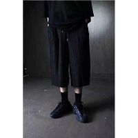 Mens new solid color loose fashion 100 fold wide leg Capris versatile summer thin hip hop hip hop Club