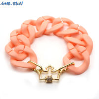 MHS.SUN Fashion Chunky Resin Bracelets Bohemian Jewelry Women Acrylic Wristband Bangles With Zircon Clasp For Party Gifts 1PC