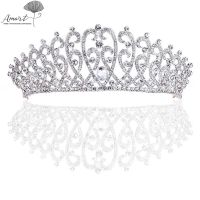 Amart Modern Stylish Women Girls Headdress Gorgeous Rhinestone Bride Wedding Dress Hair Crown Hair Jewelry