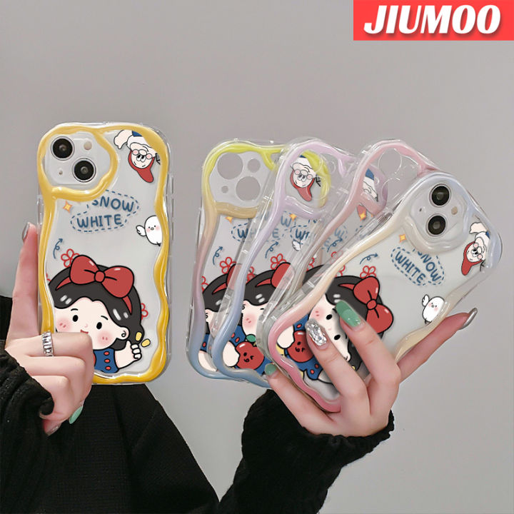 jiumoo-เคส-a71ปลอกสำหรับ-samsung-galaxy-a72-4g-a72-5g-ขอบคลื่นสีขาวหิมะน่ารักโปร่งใสเนื้อครีมเคสมือถือซิลิโคนนิ่มกันกระแทกแบบใสเคสป้องกันเลนส์กล้อง