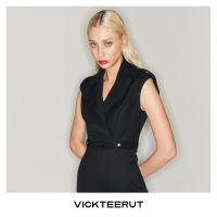 VICKTEERUT (ราคาปกติ 6,350-.) Crop Biker Jacket เสื้อครอป แขนกุด ปกไบเกอร์