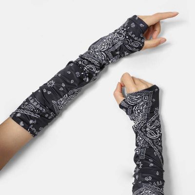 1pair Summer Long Printed Sleeves Armguard Sun Protection Cover Outdoor Gloves Driving Ice Silk for Men Women Arm Sleeves Sleeves