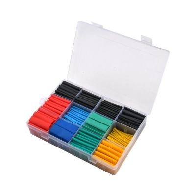 530pcs/Set 2:1 Polyolefin Shrinking Assorted Heat Shrink Tube Wire Cable Insulated Sleeving Tubing Set Waterproof Pipe Sleeve Cable Management