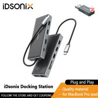 IDsonix 12 In 1 Type C ฮับ USB C สามดิสเพลย์ตัวแปลงแบบหลายพอร์ตด้วย Dual HDMI 4K USB C แท่นวางมือถือสำหรับ MacBook Pro Ipad