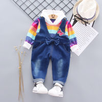 IENENS 2PC Kids Baby Girls Clothes Clothing Sets Infant Tops Coat + Pants Outfits Suits Children Wears Girl Formal Wedding Bow Tie Tracksuits 1 2 3 4 Years