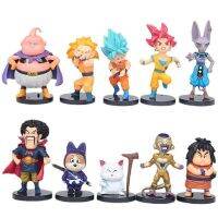 ?10ชิ้น/ชุดหุ่นฟิกเกอร์ขนาดเล็กดราก้อนบอล4-8.5ซม. Beerus Karin Sama Buu Hercule Gohan Vegeta ตุ๊กตาการ์ตูน