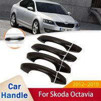 สำหรับ Skoda Octavia MK3 5E 2012 ~ 2019 2014ประตูสมาร์ทสีดำมันวาวอุปกรณ์ตกแต่งฟิล์มป้องกันรถปลอกสติ๊กเกอร์ทริม