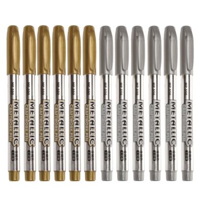 12Pcs Gold Silver อีพ็อกซี่เรซิ่นปากกาวาด Graffiti ปากกา Marker สีอะคริลิคไฮไลท์ Metallic ปากกามาร์กเกอร์ถาวร