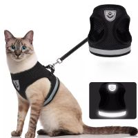 Cat Harness Clothes Vest Small Dogs Cat Chest Collars Rope Reflective Breathable Adjustable Outdoor Walking Pet Supplies
