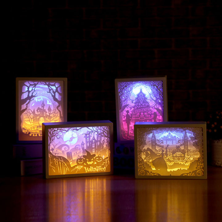 led-กระดาษแกะสลักโคมไฟ-papercut-light-กล่อง3d-กระดาษแกะสลัก-art-night-lights-โคมไฟตั้งโต๊ะ-led-สร้างสรรค์สำหรับตกแต่งห้อง