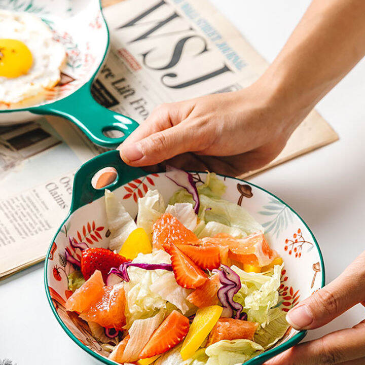 cute-rabbit-pattern-bowl-heat-resistant-nordic-style-ceramic-bakeware-plate-creative-dish-salad-pasta-dessert-bowl-set-handle