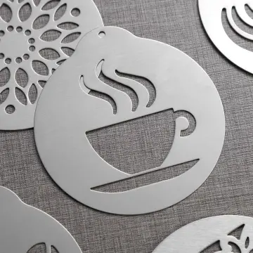 5pcs Stainless Steel Coffee Flower DIY Layering Coffee Stencil