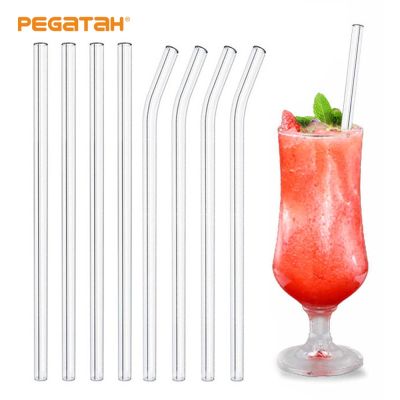 ☼ High Borosilicate Glass Straws Eco Friendly Reusable Drinking Straw for Smoothies Cocktails Bar Accessories