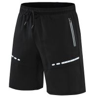 Men Training Shorts Zipper Pockets Fitness Shorts Slim Fit Sport Casual Summer Shorts Prints Gym Running Shorts