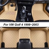 แผ่นปูพื้นรถยนต์สำหรับ VW Golf 4 MK4 1998 ~ 2003อุปกรณ์ตกแต่งภายในรถยนต์พรมหนังแผ่นแปะเท้า Krachtigggrgrggrrrgfrtrf