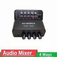 4 Way RCA Audio Input Stereo Audio Mixer Headphone Amplifier Splitter Audio Source Switcher volume control 3.5mm for power amp