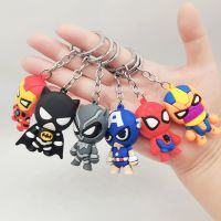 6Pcs/Lot 5cm Anime Cartoon Action Figure Iron Tony Panther Spider Keychain Backpack Pendant Model Car Keychains