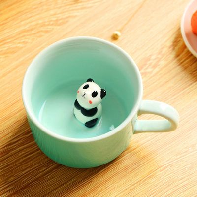 【High-end cups】3D แก้วสัตว์ภายในถ้วยการ์ตูนเซรามิกหุ่นถ้วยน้ำชาสำหรับหนุ่มๆสาวๆเด็กผู้หญิงผู้ชายแก้วกาแฟ
