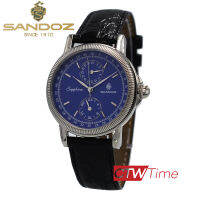 Sandoz นาฬิกาข้อมือผู้ชาย สายหนัง รุ่น SD89427SS0320 (เรือนเงิน / หน้าปัดสีน้ำเงิน)