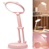 Kids Desk Lamp Girl,LED Pink Small Ring Lights for Home Office,Portable Folding Desk Lamp with USB Charging