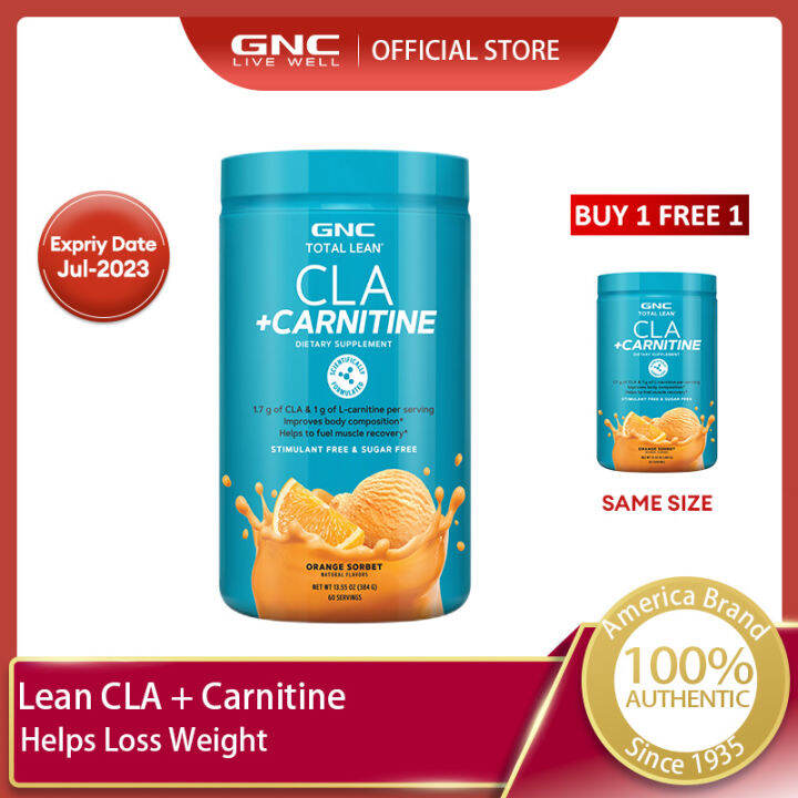 [Short EXP Jul2023] GNC Total Lean® CLA + Carnitine 384g 13.55oz Orange Sorbet Flavor Helps