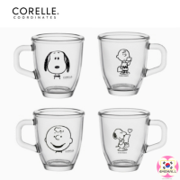 CORELLE พิกัด Charlie และ Snoopy ถ้วยแก้วแก้วของขวัญ2P 350Ml