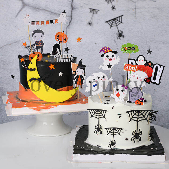 พร้อมส่ง-ป้ายปักเค้กแต่งขนมฮัลโลวีน-happy-halloween-รูปผี-ฟักทอง-หมวกแม่มด-บ้านผีสิง-เทศกาลฮัลโลวีน-ป้ายแต่งเค้ก