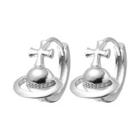 Westwood Vivian s925 sterling silver milk blue Saturn cute little planet star niche style stud earrings for women 2022 new fashion 2023 imported