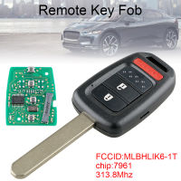 Kunci Remote Mobil ฟอบไม่ตัดปุ่ม2 + 1 313.8Mhz พร้อมชิป PCF7961 MLBHLIK6-1T เหมาะสำหรับฮอนด้า CR-V 2013 2014 2015