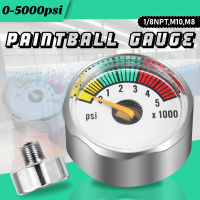 เกจวัดแรงดันสูง 5000 PSI เกจวัด สำหรับ ถัง HPA Paintball CO2 PCP มีขนาดเกลียวให้เลือก3ขนาด M10x1และM8x1และ1/8NPTx1