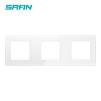 SRAN 3 frame blank panel with Installing iron plate 258mmx86mm white crystal tempered glass switch socket panel