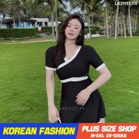 Plus size เสื้อผ้าสาวอวบ❤ ชุดว่ายน้ำสาวอวบ ไซส์ใหญ่ ผู้หญิง ชุดว่ายน้ำวันพีซ แบบกระโปรง ทูพีช อนุรักษ์นิยม แขนสั้น ฤดูร้อน บิกินี่ ชายหาด V728