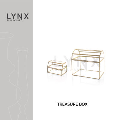 LYNX - Treasure Box - แจกันกระจก ทรงเรขาคณิต ทรงหีบสมบัติ สำหรับตกแต่งบ้านสมัยใหม่และมีสไตล์ ความสูง 10 ซม. และ 26 ซม. -ไม่สามารถใส่น้ำได้