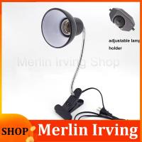 Merlin Irving Shop Adjustable Light Bulb Base EU US Plug Flexible Desk Lamp Holder E27 Socket Desk Clip On Off Switch for Home Bedroom